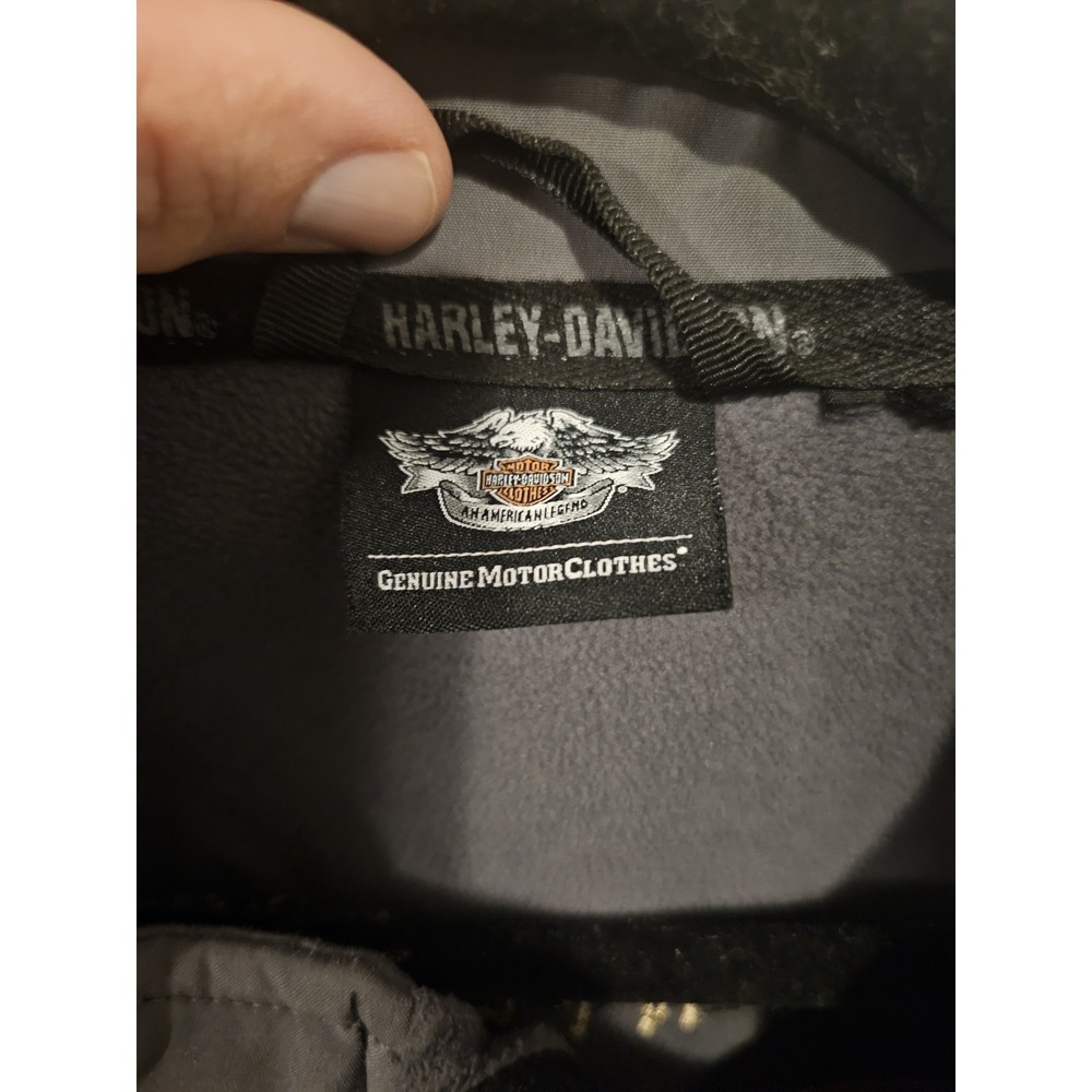 Harley Davidson Jacket Mens Black Gray Spell Out Soft Shell Embroidered L - Picture 4 of 16